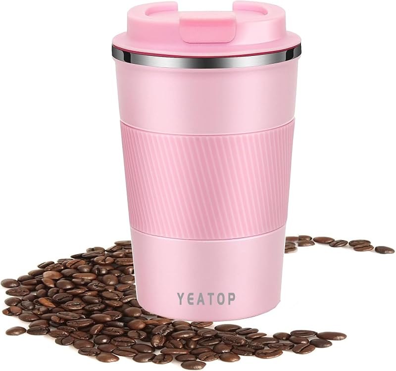 Insulated Travel Coffee Mug 12 oz, Spill Proof Coffee Mug To Go, Leakproof Stainless Steel Coffee Tumblers Reusable