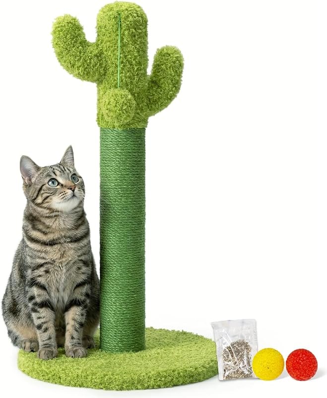 Happi N Pets Cactus Cat Tree, Cactus Cat Scratching Post with Toys