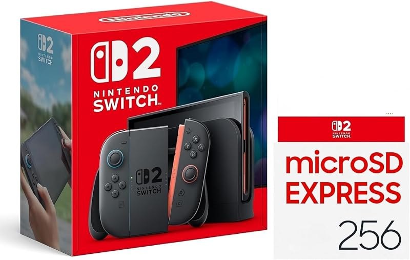 Nintendo Switch 2 System + Joy-Con 2 (L)/(R) Light Blue/Light Red switch + 256GB MicroSD Card Bundle — zelda 40th