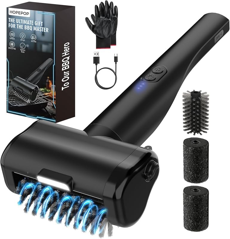 HOPEPOP Electric Grill Brush - Upgraded BBQ Grill Cleaner with Led Light — best grill grate cleaner for grill grate