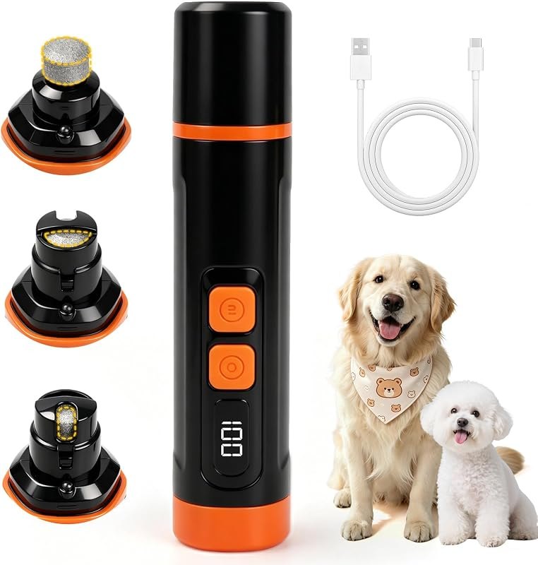 Dog Nail Grinder, Quiet 3-Speed with LED & Safety Guard — pets nail grinder for pets nail grinder