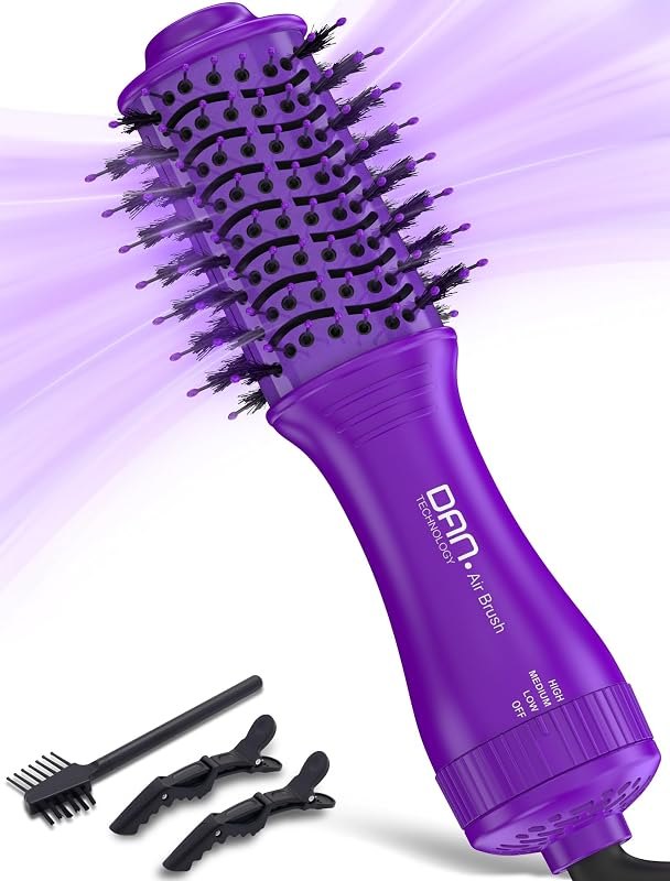 Mini Travel Ceramic Blow Dryer Brush for Short to Medium Hair, 2 Inch Oval Styling Hot Air Brush with 3 Heat Settings