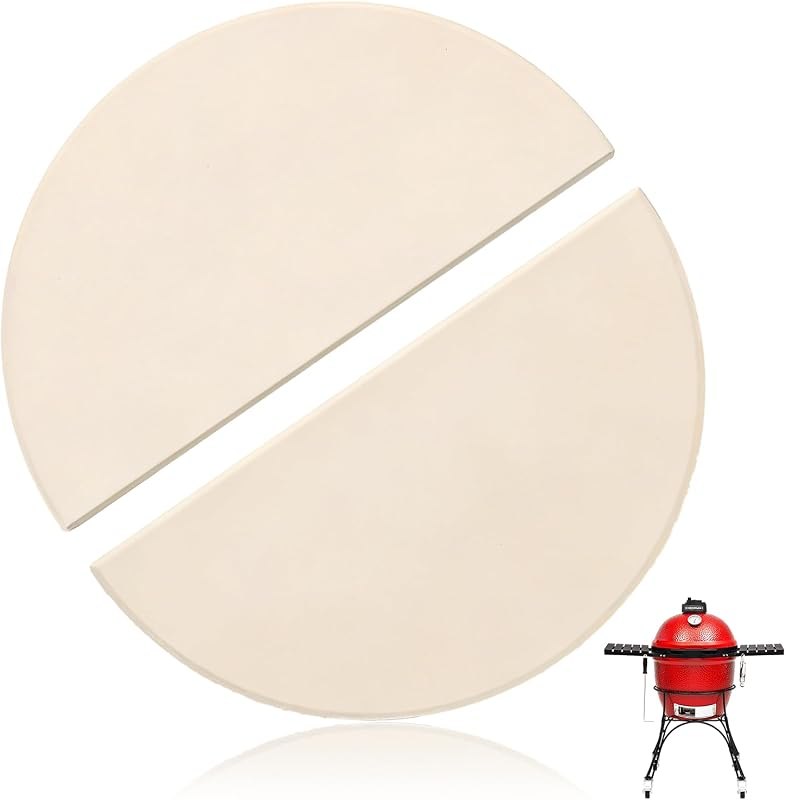 15" Half-Moon Heat Deflector Plates for Kamado Joe Classic I, II, III, Big Green Egg BBQ Accessories, Ceramic Smoking