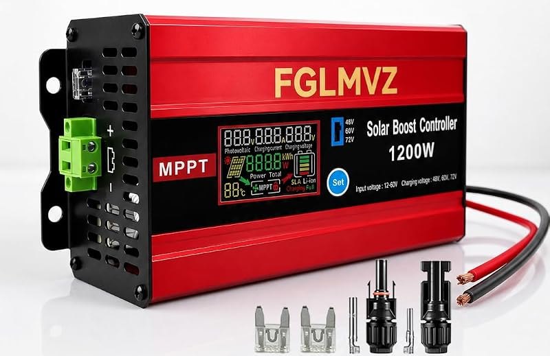 30A MPPT Solar Boost Charge Controller, 1200W Step-Up Solar Charger — best solar charge controller for solar charge