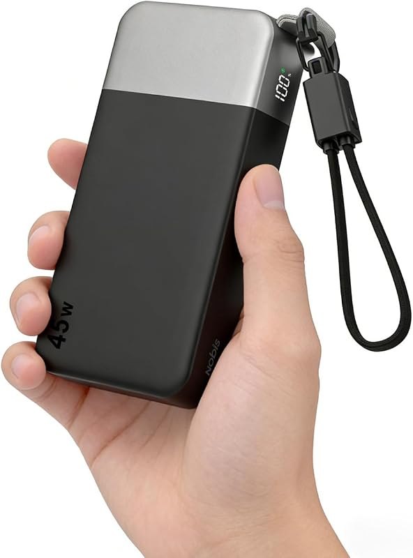 NOBIS Portable Charger 20000mAh 45W Power Bank with Detachable C-Cable — Portable Emergency Power Bank for portable
