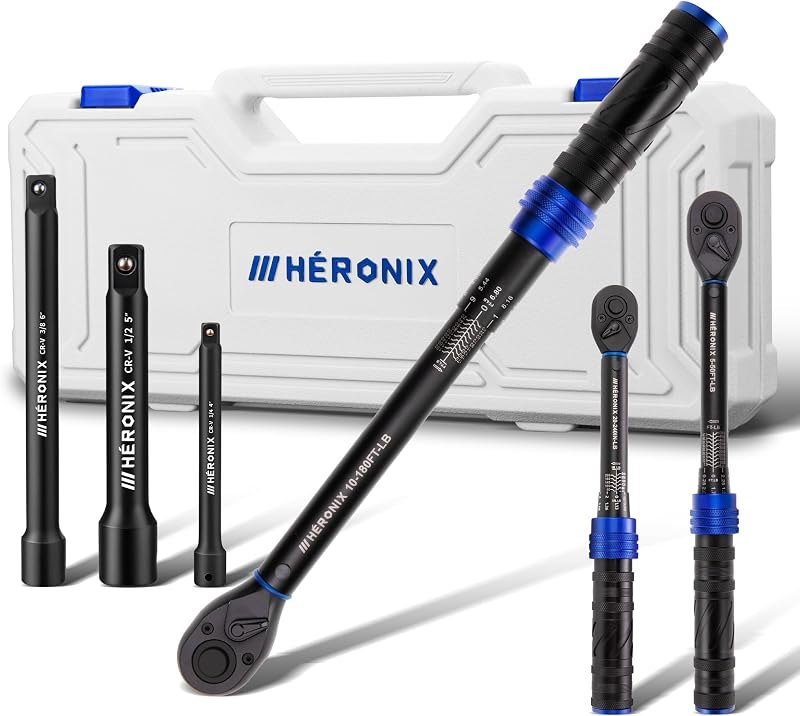 6PCS Click Torque Wrench Set, 1/4" 3/8" 1/2" Drive (20-240 in.lb, 5-50 ft.lb, 10-180 ft.lb), 72-Tooth Ratchet with 4"