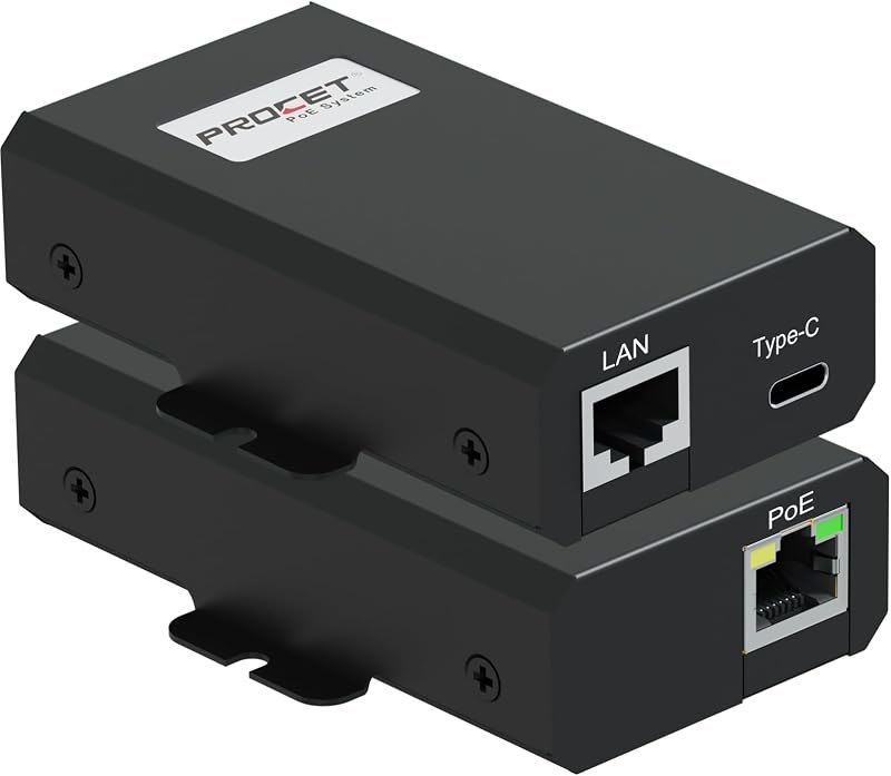 PROCET 60W 10GbE Gigabit PoE to USB C Splitter with RJ45 Ethernet Connectivity Adapter for eero 6/7, Wireless Access