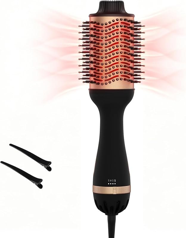 Infrared One Step Hair Dryer Brush, 4 in 1 Blow Dry Styler Hot Air Brush with Ceramic Coating Oval Barrel, 3 Heat