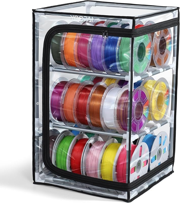 YOOPAI 3D Printer Filament Storage Box, 3-Tier Filament Storage Rack with Transparent Dust Cover, Holds Up to 30 1KG