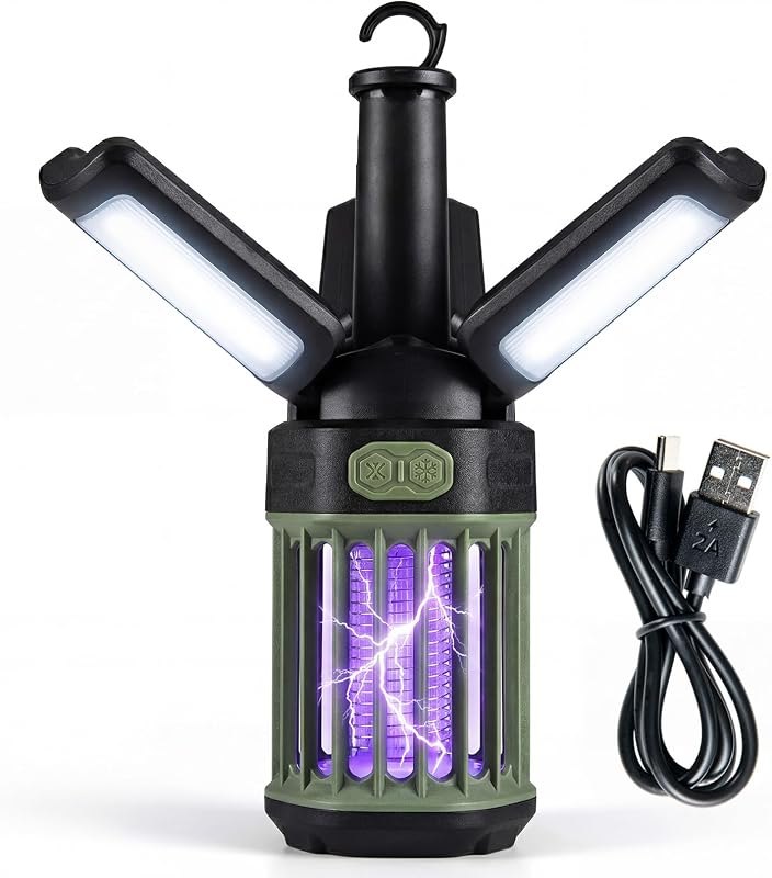 Tangkula 3-Petal Foldable Bug Zapper, Outdoor Mosquito Zapper Lamp with Adjustable Lighting Modes & Safety Netting
