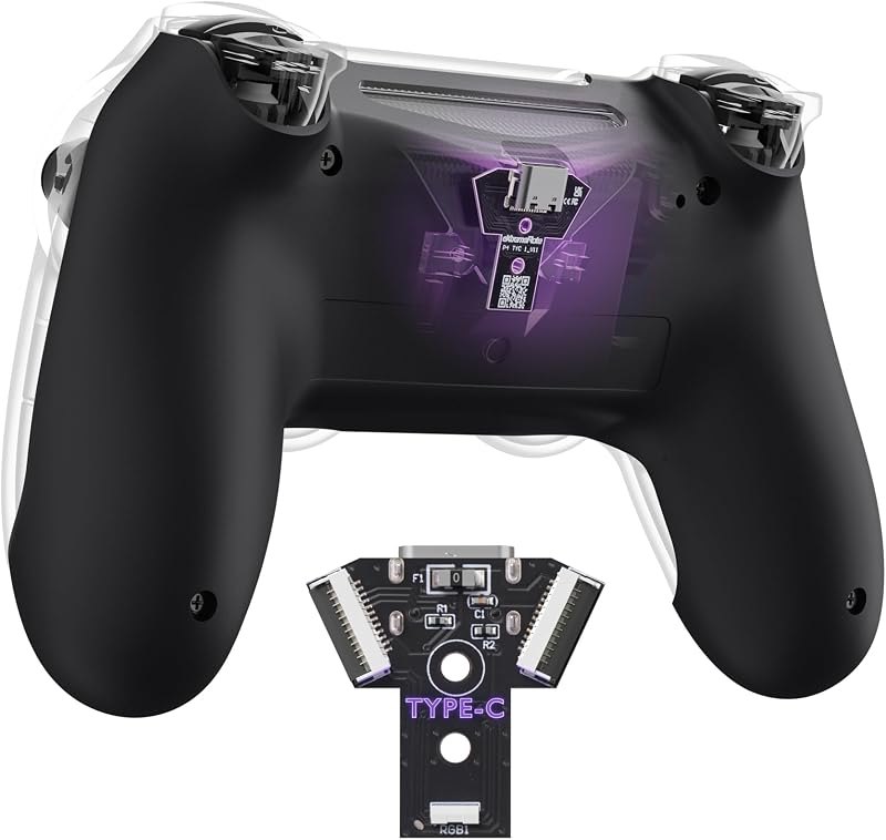 eXtremeRate Type-C Version Replacement Bottom Shell Compatible with ps4 Controller JDM-040 050 055 Models, Soft Touch
