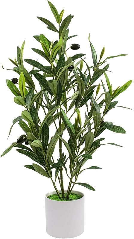 Table Artificial Olive Tree in Pot, 22" Table Small Fake Potted Greenery Faux Olive Tree Plants for Office Living Room