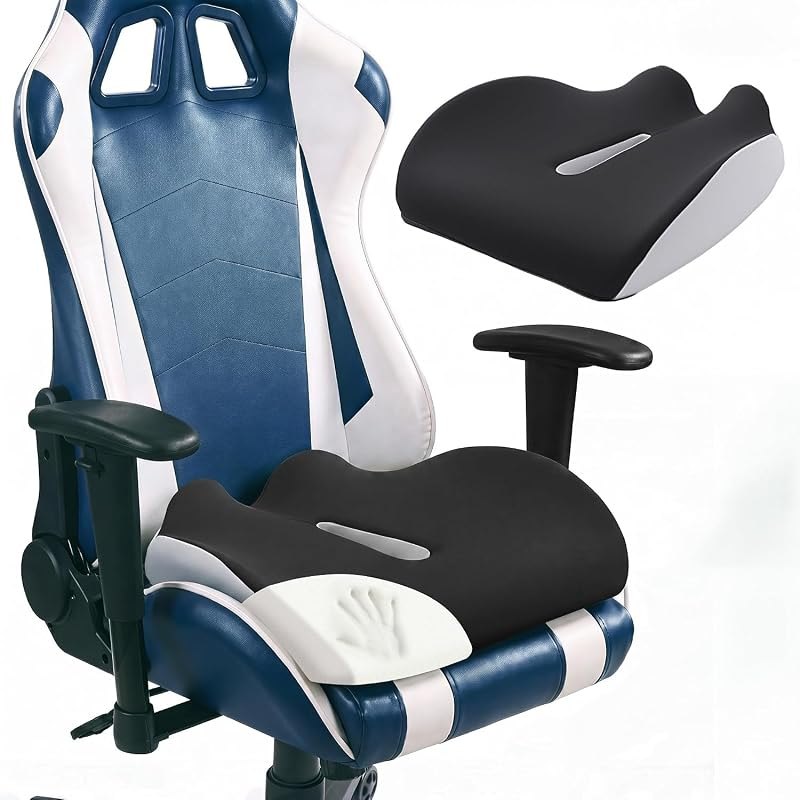 HOMBYS Ergonomic Gaming Chair Cushion, Thick Memory Foam Seat Cushion with Raised Edge for Prolonged Sitting Pressure
