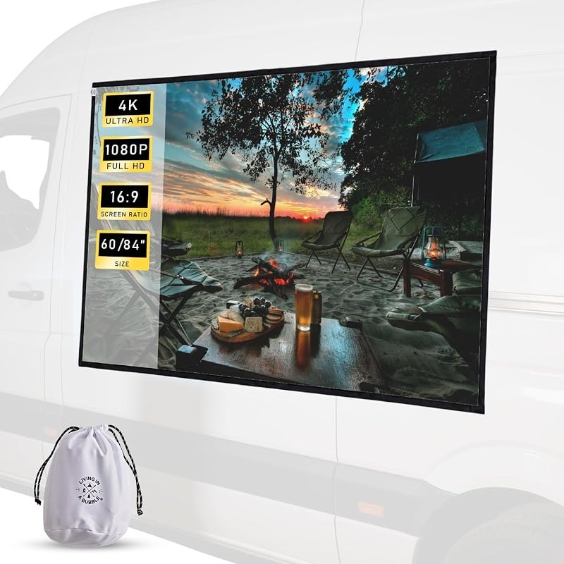 Magnetic Outdoor Projector Screen - Portable HD Projector Screen, 16:9 Aspect Ratio, 1080 Compatible, Foldable Camping