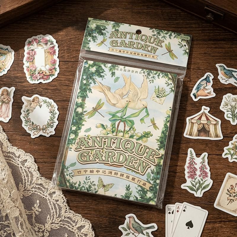 30 Sheets Japanese Sticker Book - Vintage Ornate, Nature & Architecture Die-Cut Decals for Stress-Relief Journaling