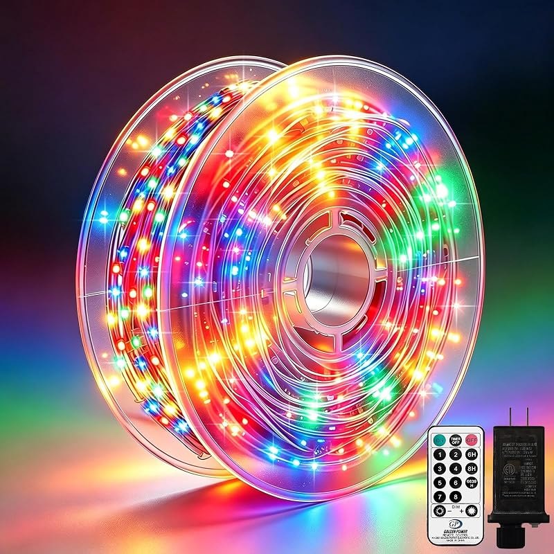 Outdoor String Lights 197ft 1000 LED Multicolor Silver Copper Wire Fairy Lights with Remote Listed Plug-in Christmas