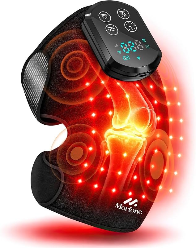 Morfone Knee Massager with Heat and Red Light Therapy for Knee Pain Relief — knee infrared sauna blanket for knee
