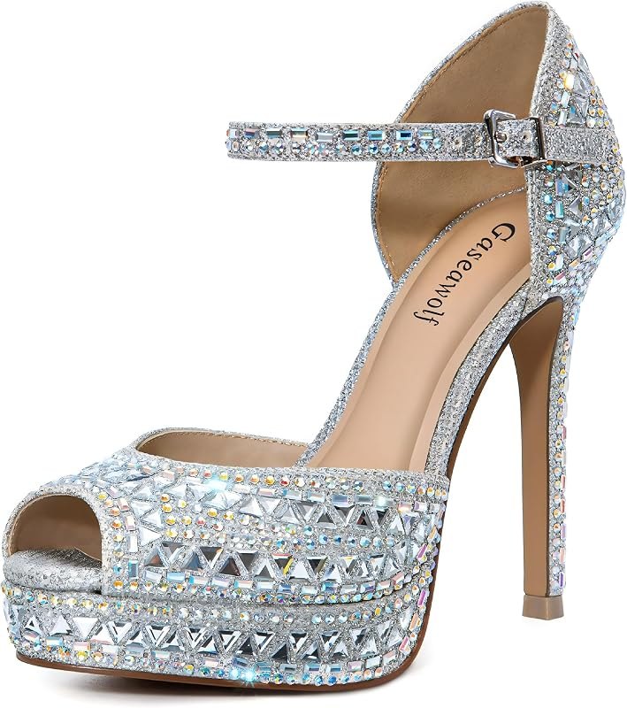 Women's High Heels 4.5 Inch Sexy Stiletto Heel Sandals Ankle Strap Peep Toe Platform Pumps Wedding Shoes for Dress