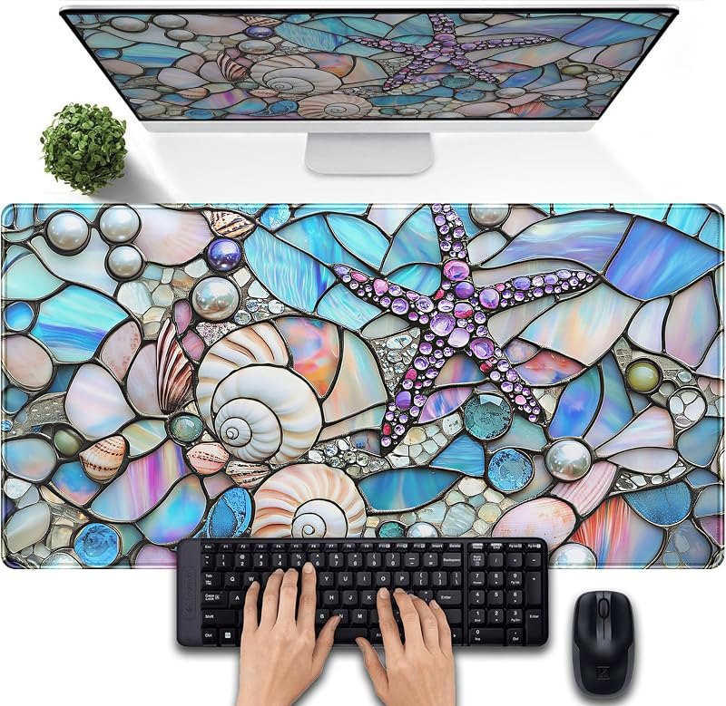 Stained Glass Desk Mat Large Mouse Pad Extended Desk Pad, Gaming Computer Mouse Mat XXL, Big Desktop Keyboard Mat