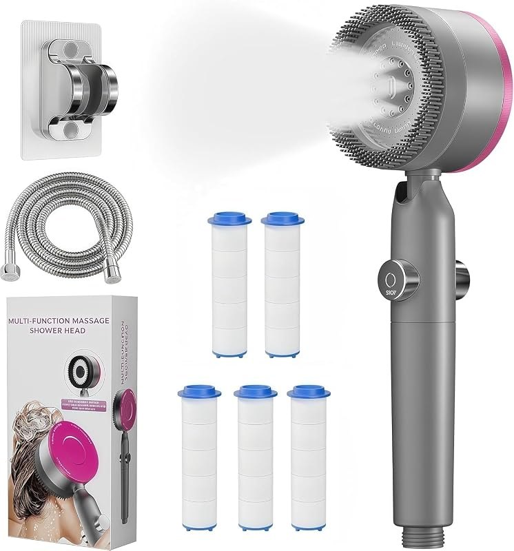 Shower Head High Pressure, Filtered Handheld Shower Head with 5 Filters & 59" Explosion-Proof Hose, 360° Rotating