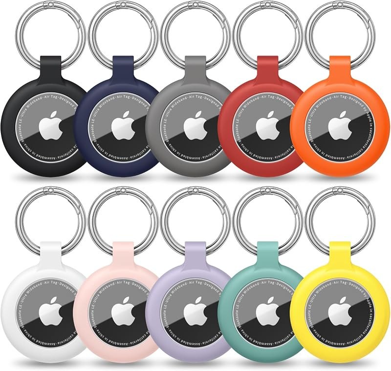10 PCS AirTag Holder Case Keychain Cute, Compatible with AirTag 2nd Gen 2026 & 1st Gen, Multi-Color Silicone