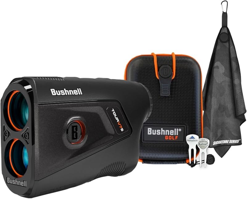 Bushnell Golf Tour V7 Shift Laser Rangefinder Patriot Pack with Tour Trusted Slope — pin seeking golf rangefinder for
