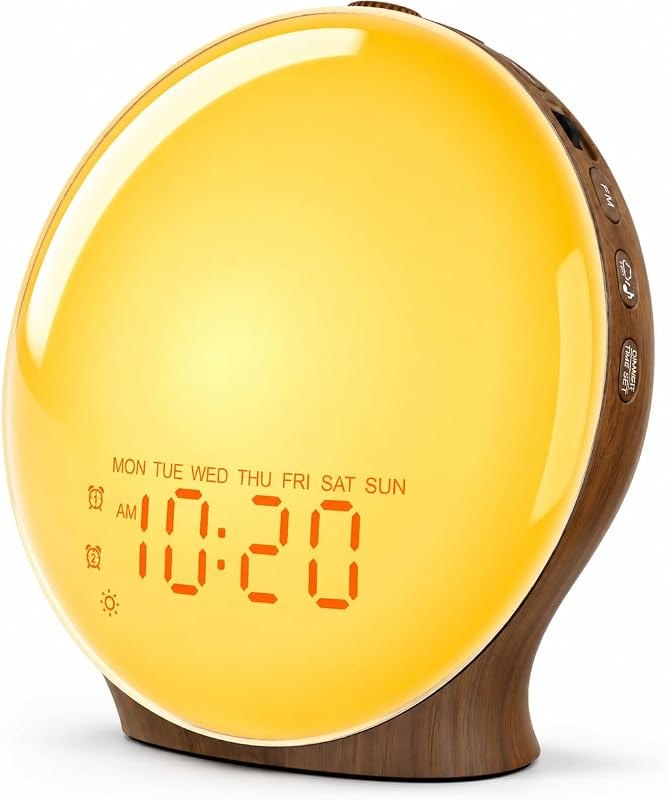 JALL Sunrise Alarm Clock for Bedrooms, Full-Screen Wake Up Light for Heavy Sleepers, White Noise Sound Machine, 25