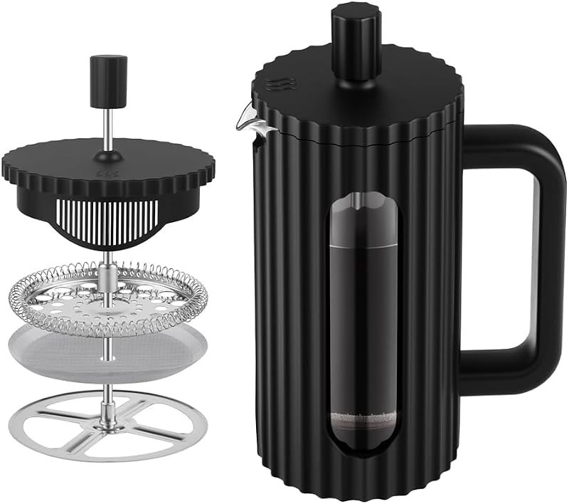 Sivaphe French Press Coffee Maker 12OZ, Heat Resistant Borosilicate Glass Carafe/Tea Maker Coffee Press Frother Brewer