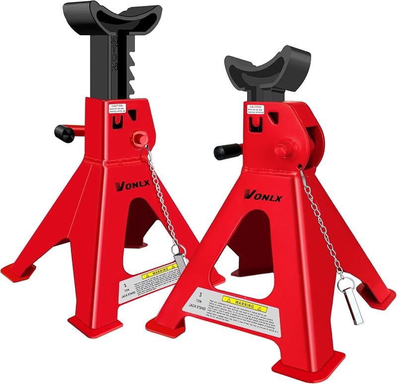 3 Ton (6600 lb) Double‑Lock Car Jack Stands, Carbon Steel, 2 Pack