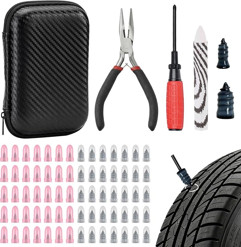 73 Pcs Tire Plug Kit, Quick Self-Service Emergency Tire Repair Screws Kit — car emergency tire repair kit for car