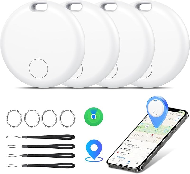 Air Tracker Tags-4 Pack: Smart Bluetooth Tracker, Item Finder Works with Apple Find My (iOS Only) App, Trakcer Tag