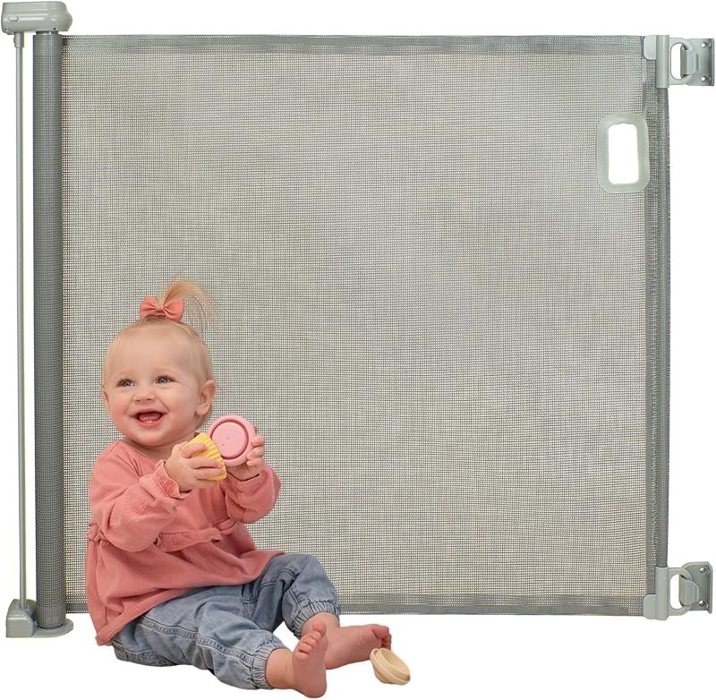 Toddleroo SmartFit Retractable Mesh Baby Gate; 55" Wide, 33" Tall, Black — magnetic baby gate for magnetic baby gate