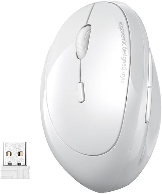 SANWA Left Handed Ergonomic Mouse, 2.4G Wireless + 2 Bluetooth Lefty Vertical Mouse for Small Medium Hands, 5