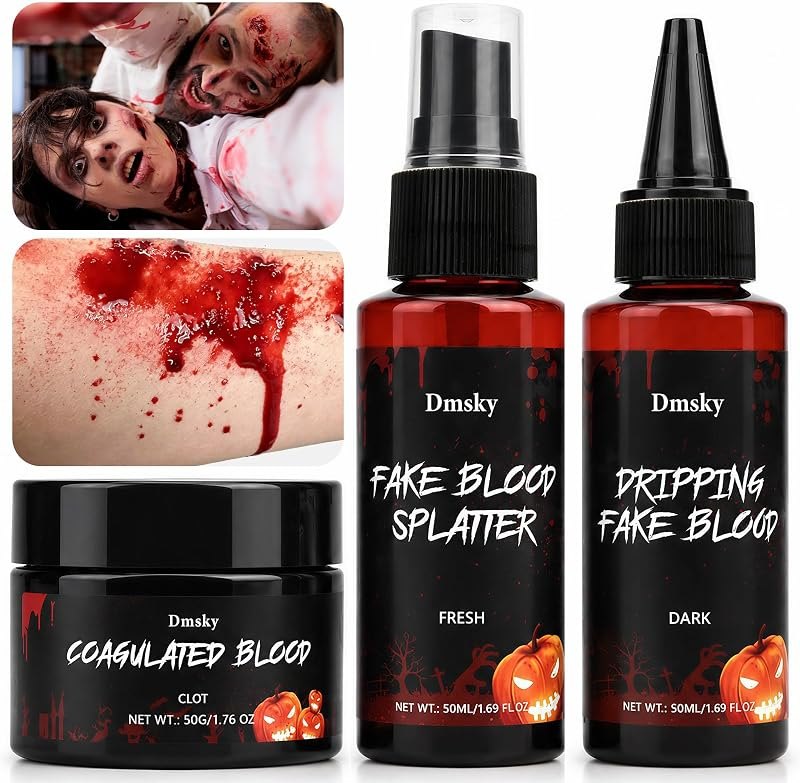 3PCS Halloween Fake Blood,Realistic Fake Blood Makeup for Cosplay
