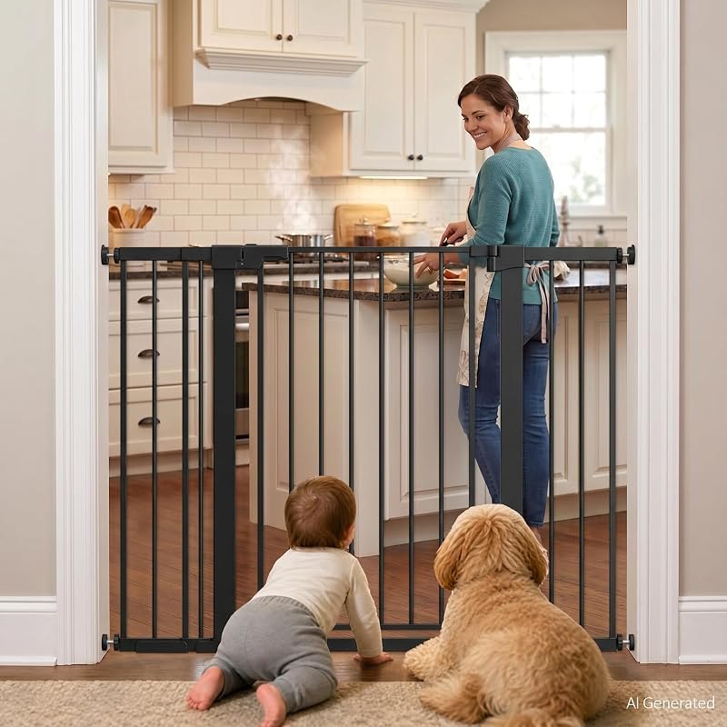 36” Tall Baby Gate with Door 29.7-48.8” Wide Adjustable Dog Gate — magnetic baby gate for magnetic baby gate