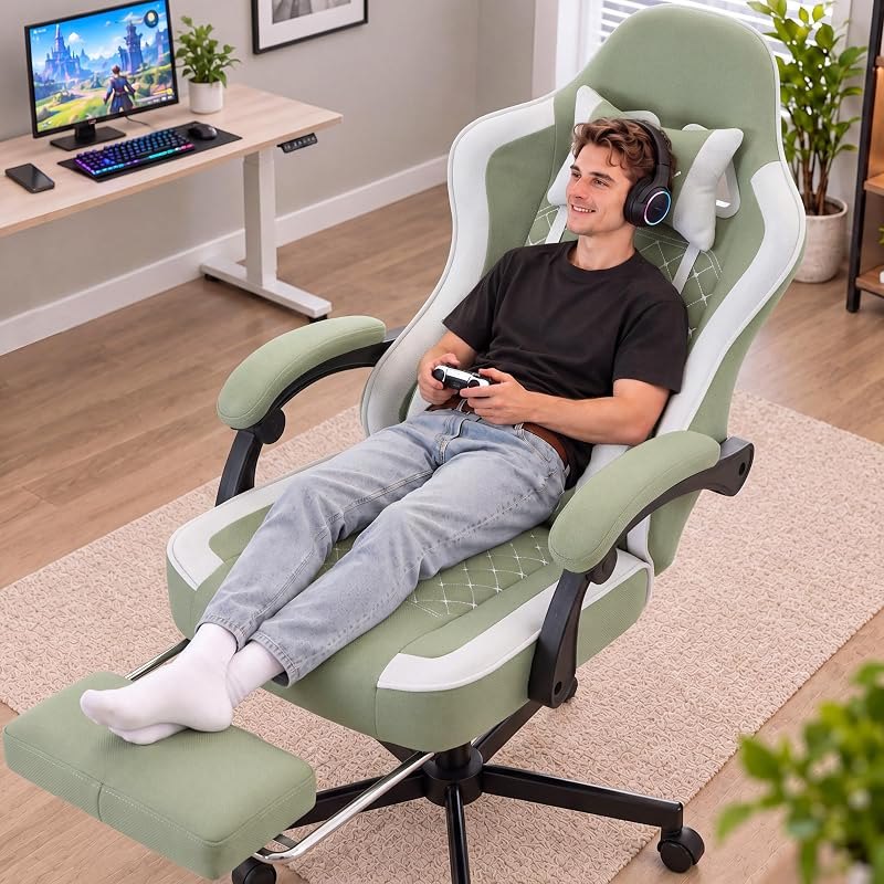 Office Desk Computer Gaming Chair for Adults, Ergonomic High Back Gamer Chair with Massage and Pocket Spring Cushion
