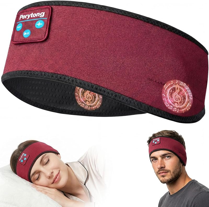 Perytong Bluetooth Headband for Sleeping & Sports, 2-in-1 Sleep Earbuds Alternative with Sweat-Resistant Material