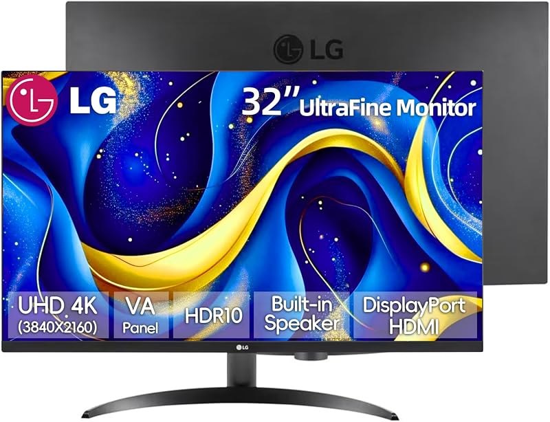 LG 32 inch 4K UHD (3840 x 2160) Ultrafine Computer Monitor, HDR10, 90% DCI-P3, Dynamic Action Sync, OnScreen Control