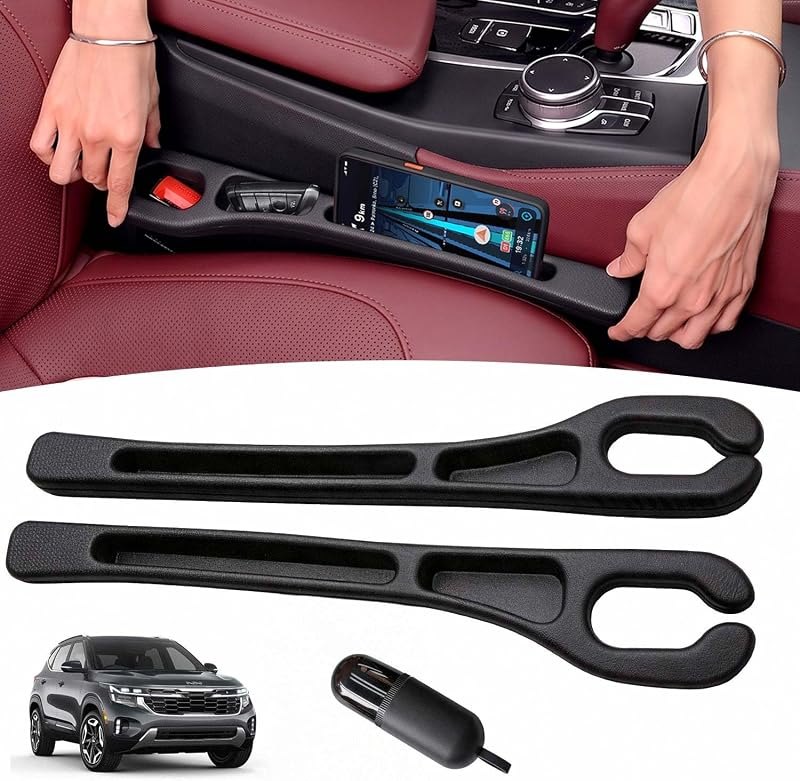 Car Seat Gap Filler Organizer 2Pcs,2 in 1 No Drop Seat Guard with Storage Slot for Phone,Keys,Anti-Fall Gap Blocker