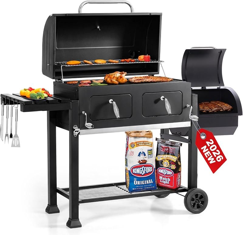 30 Inch Barrel Charcoal Grill and Offset Smoker for Outdoor Cooking BBQ — offset smoker charcoal for offset smoker