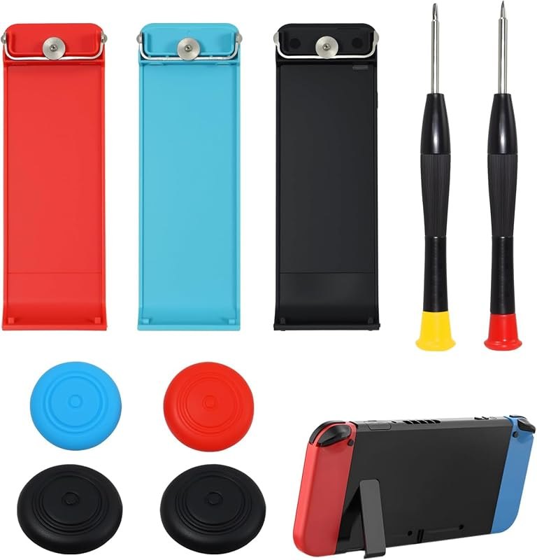 7 Pcs Kickstand Replacement for Nintendo Switch, Kickstand Replacement Back Stand Holder with 3 Colors Kickstand and 4