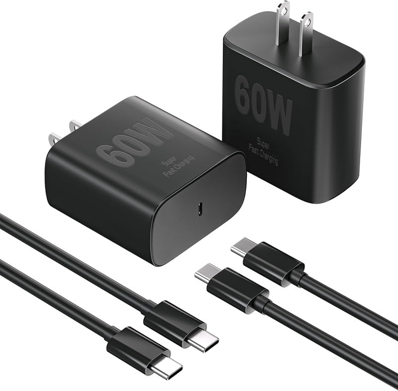 60W Super Fast Charger Samsung Charger Android Phone Chargers,2Pack USB C Charger Fast Charging Block & 10FT USB C