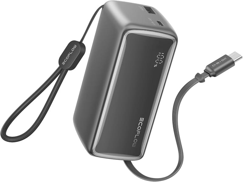 EF ECOFLOW Rapid 45W Power Bank 10000mAh Portable Charger with Built-in USB C 2.3ft Cable and USB C&A Port Travel