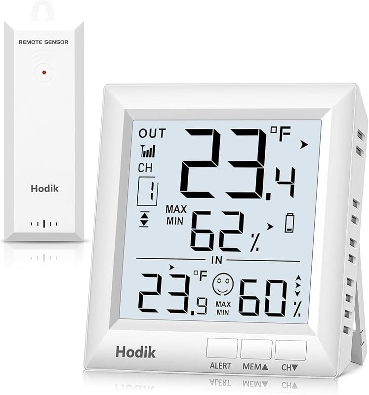 Indoor Outdoor Thermometer Wireless Weather Station (White) — indoor outdoor humidity monitor for indoor outdoor