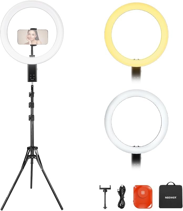 NEEWER RB12B 12" Selfie Ring Light with App Control/Remote/Tripod Stand — best 12 inch ring light for inch ring light