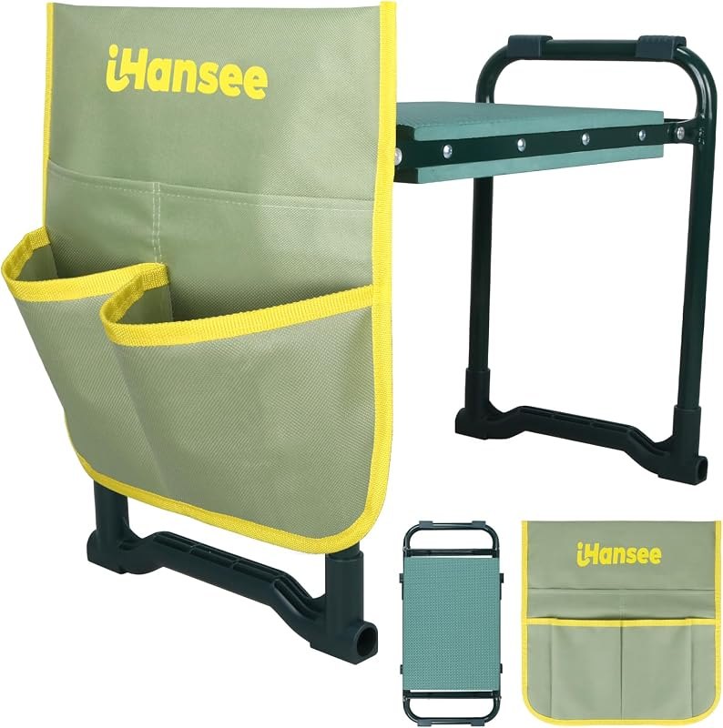Garden Kneeler and Seat, Foldable Kneeling Bench with Tool Pouch