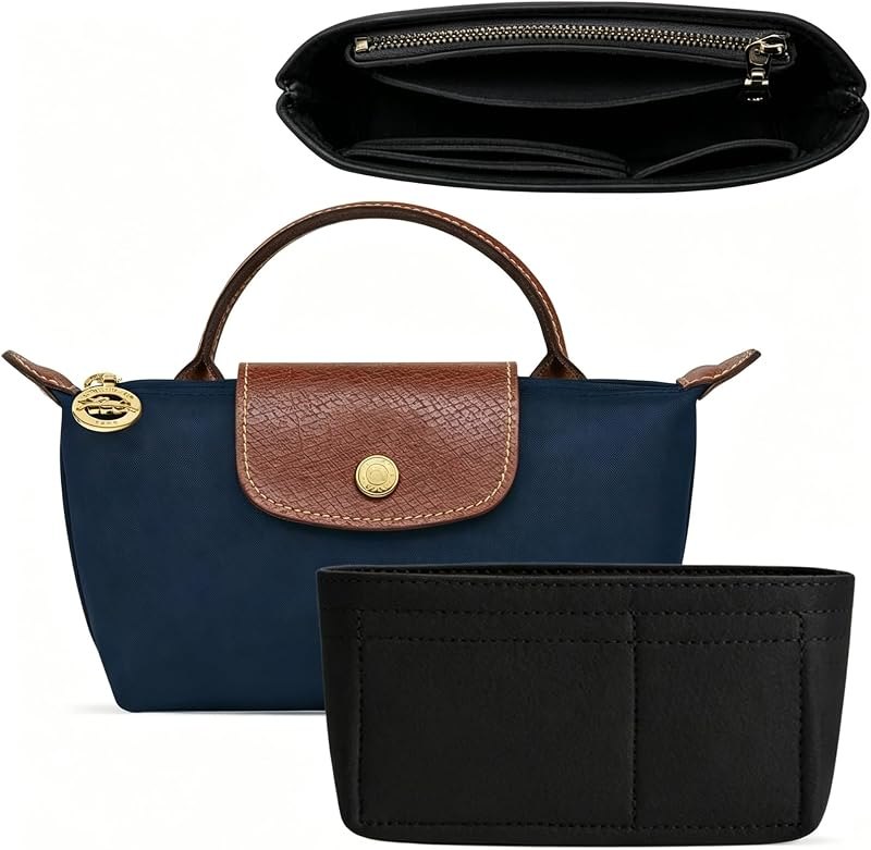 Felt Mini Purse Bag Organizer for Longchamp Small Tote, Ultimate Mini Storage & Finishing Inner Bag Liner for a Chic