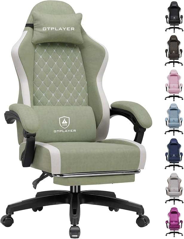 GTPLAYER Gaming Chair, Ergonomic Computer Chair with Footrest and Lumbar Support, High Back Recliner Chair 350lbs