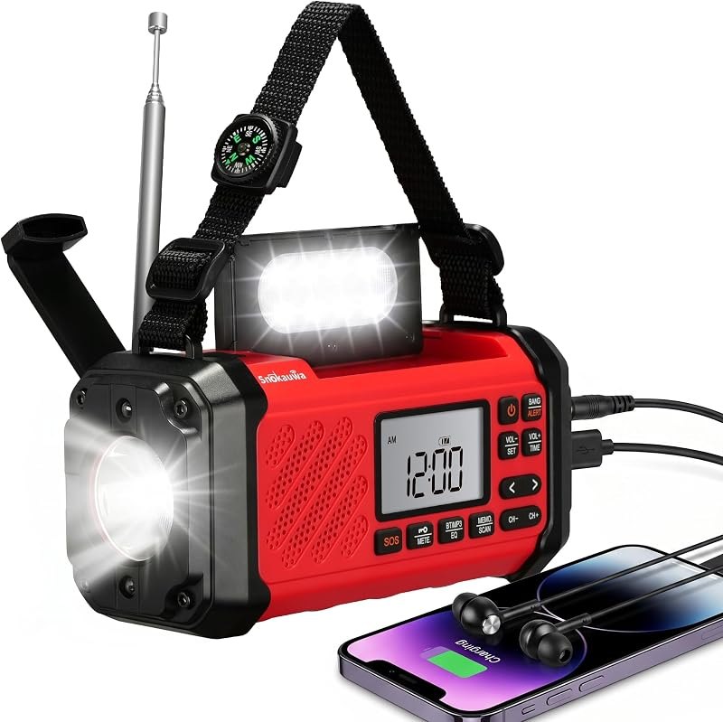 10000mAh Emergency Weather Radio, Hand Crank Solar Radio — emergency hand crank radio for emergency hand crank radio