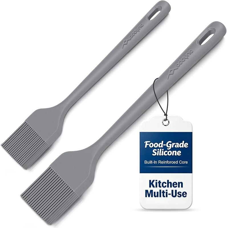 Silicone Basting Brush Set, 2-Pack Food-Grade BPA-Free Pastry Brush, 446°F Heat Resistant with Reinforced Inner Core
